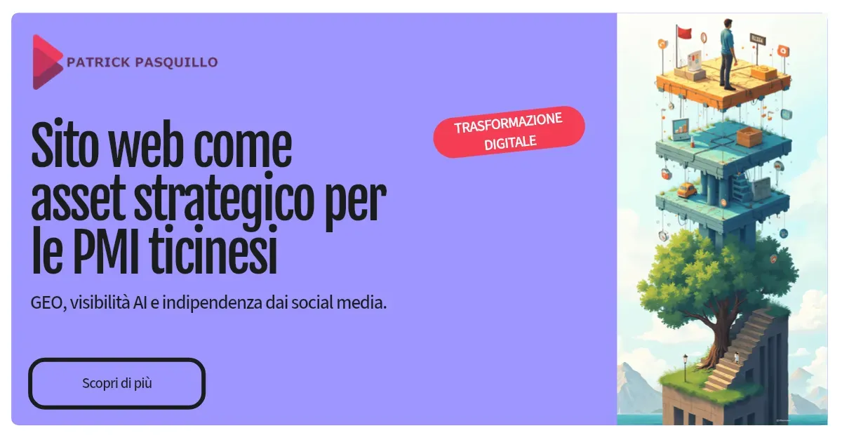 Sito web come asset strategico per le PMI ticinesi: SEO, visibilità AI e indipendenza dai social media Sito web come asset strategico per le PMI ticinesi: SEO, visibilità AI e indipendenza dai social media
